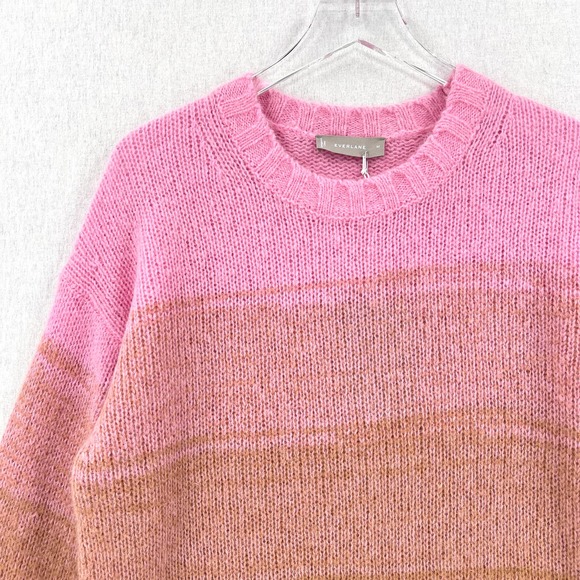 EVERLANE The Gradient Alpaca Crew Sweater Womens M Tan Pink Long Sleeve Pullover - Picture 8 of 16